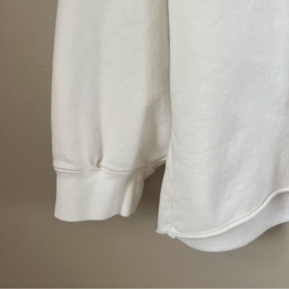Dylan Oversized Bone White Crewneck Casual Athleisure Comfy Raw Hem Sweatshirt - Picture 3 of 11